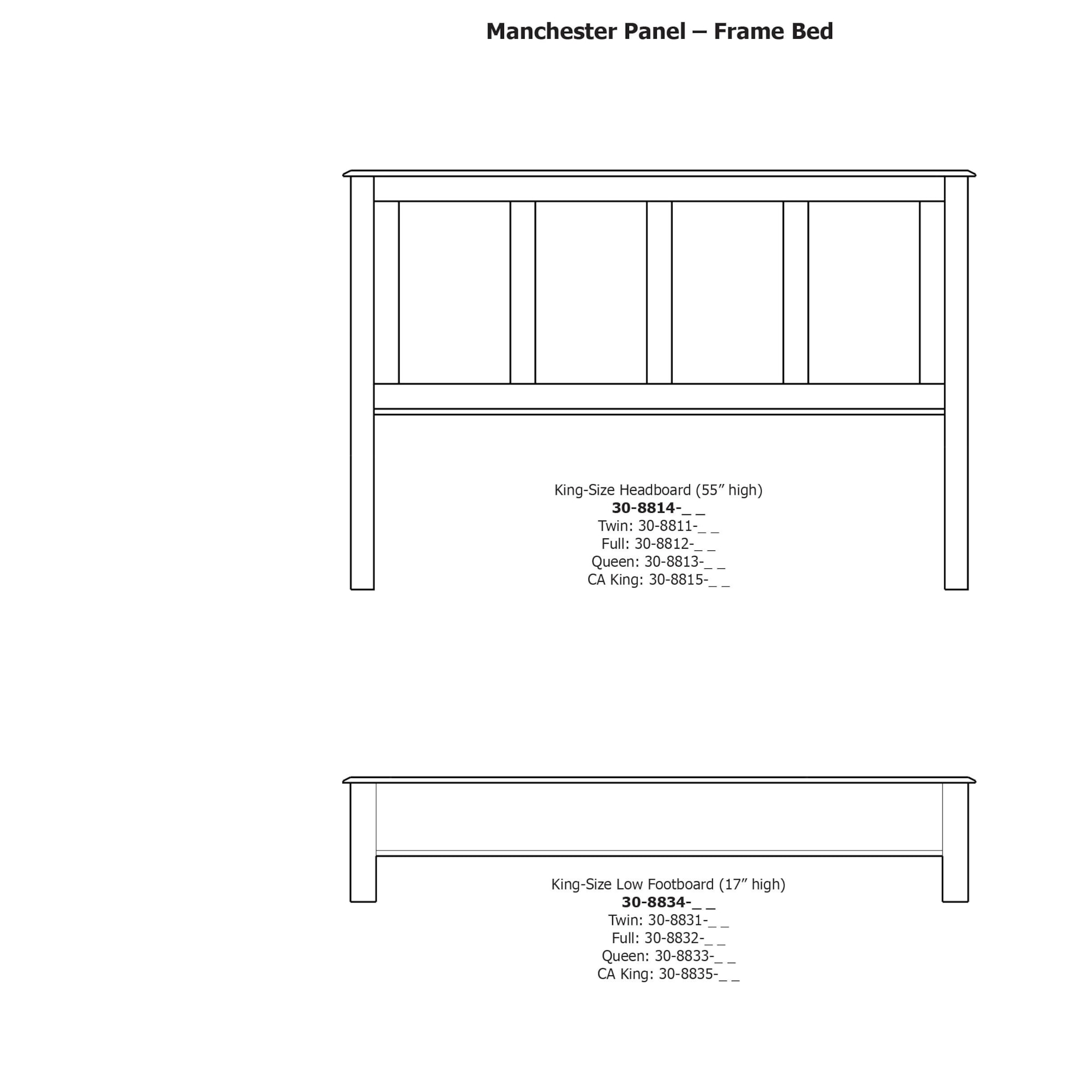 Daniel's Amish Manchester 308813+33+03 Solid Wood Queen Bed with Low